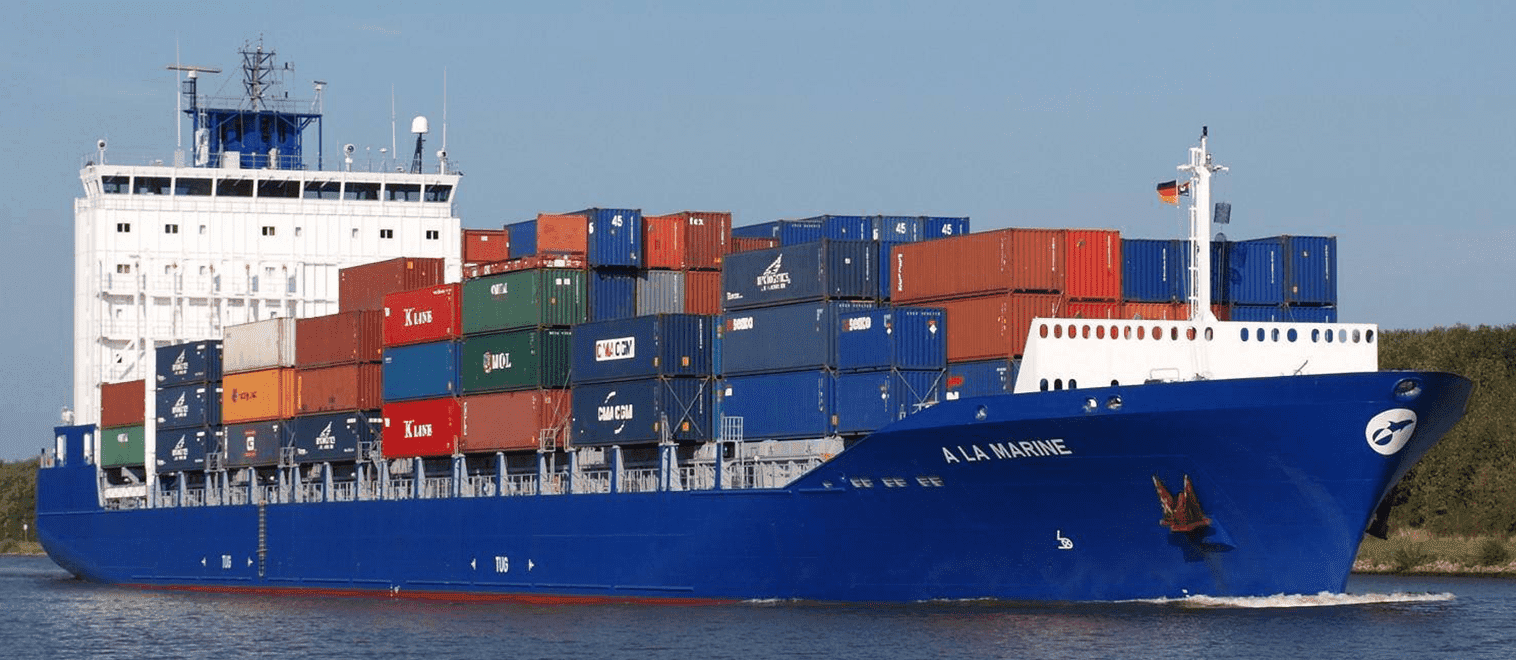Container ship at sea